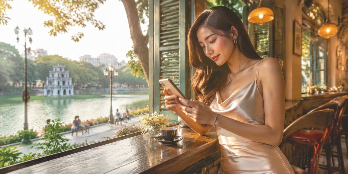 Người dùng Hà Nội đăng ký az88 bên ly cà phê sáng